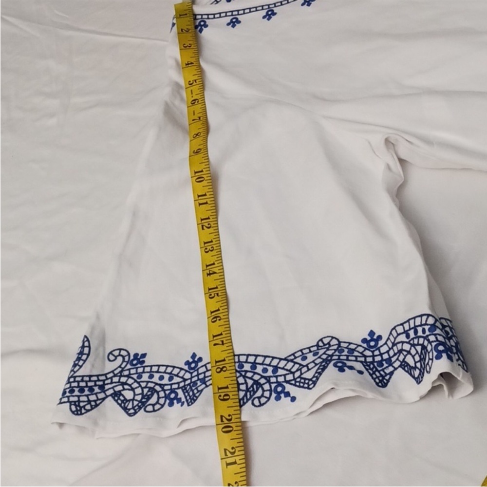 Lauren Ralph Lauren White and Blue Embroidered Linen Blend Boho Romper Size 18W - Picture 11 of 13